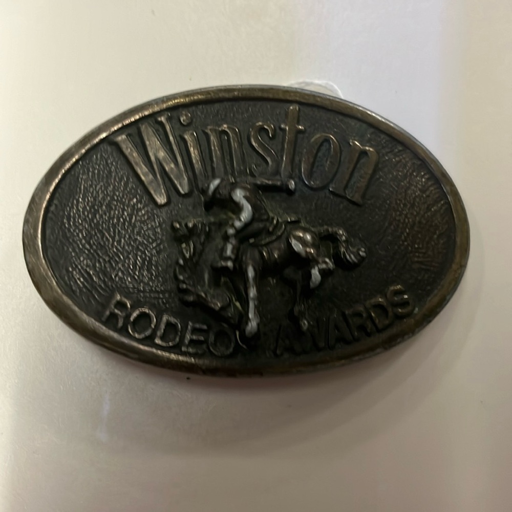 Vintage Heavy Metal Winston Rodeo Awards Belt Buckle By Napoleon Expeditions